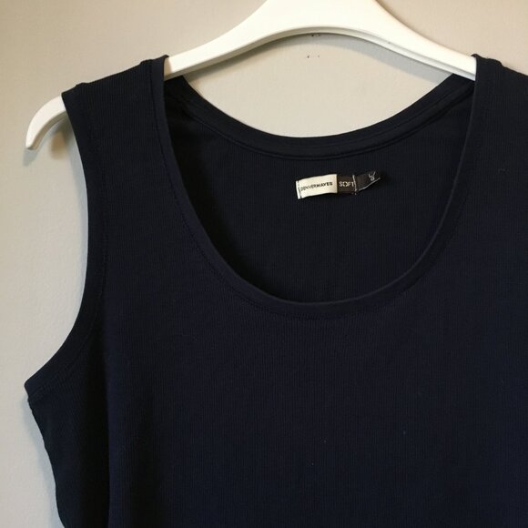 Pima Cotton Dark Navy Blue Soft Ribbed Tank Top - Picture 4 of 13